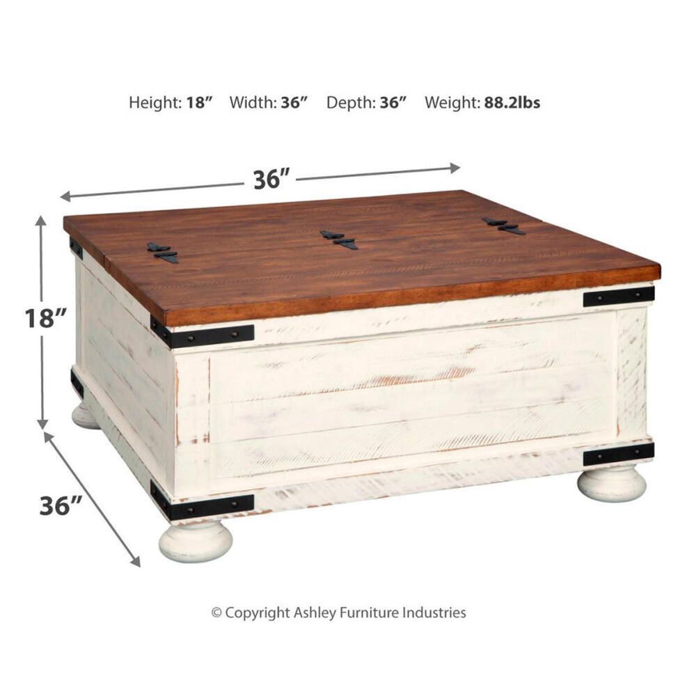 Ashley Wystfield Lift Top Cocktail Table in Vintage White and Warm Brown, , large