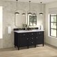 James Martin Vanities Lorelai 60" Double Vanity in Black Onyx with 3 cm Carrara White Marble Top, , large