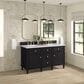 James Martin Vanities Lorelai 60" Double Vanity in Black Onyx with 3 cm Carrara White Marble Top, , large