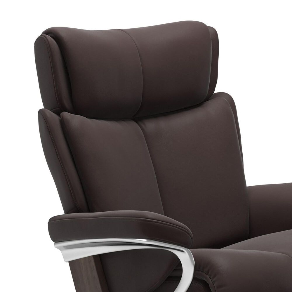 Stressless Admiral Medium Leather Chair and Ottoman Set in Paloma Chocolate, , large