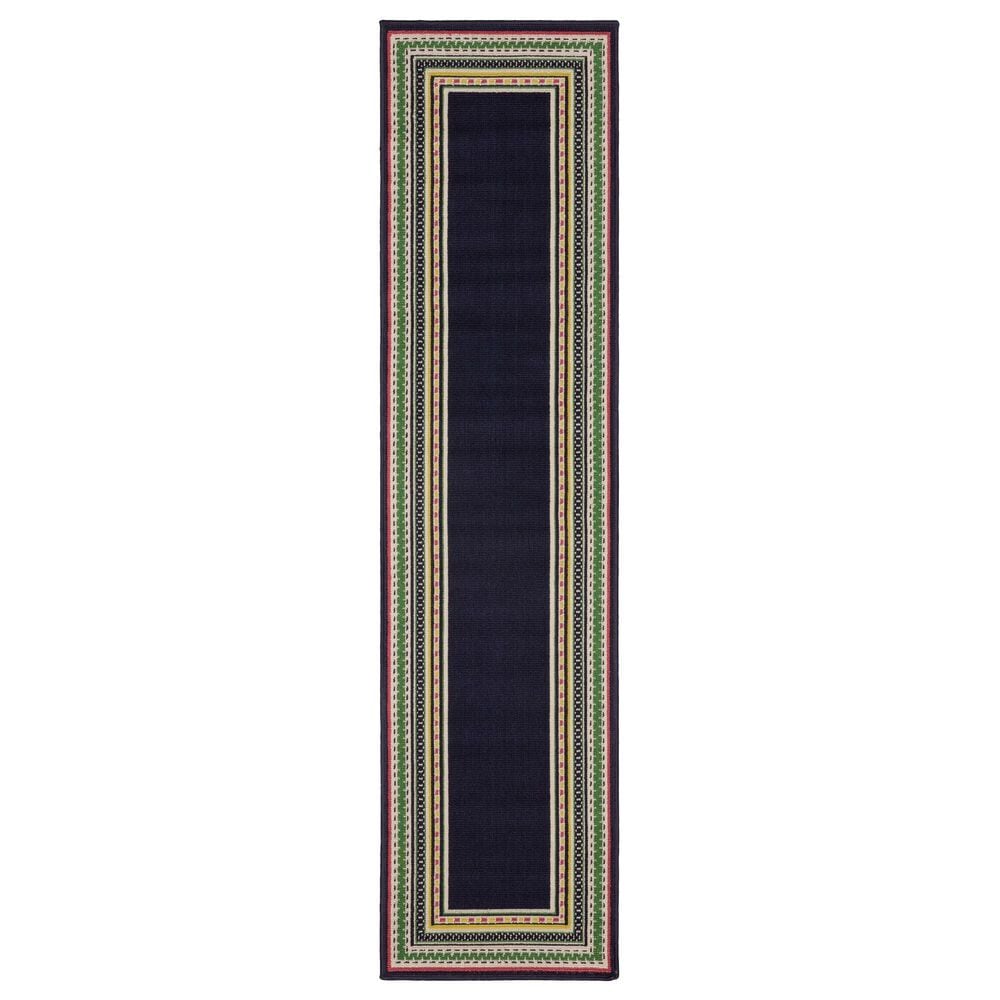 Oriental Weavers Havana HAV06 Navy and Multicolor 1"10" x 7"3" Indoor/Outdoor Runner, , large