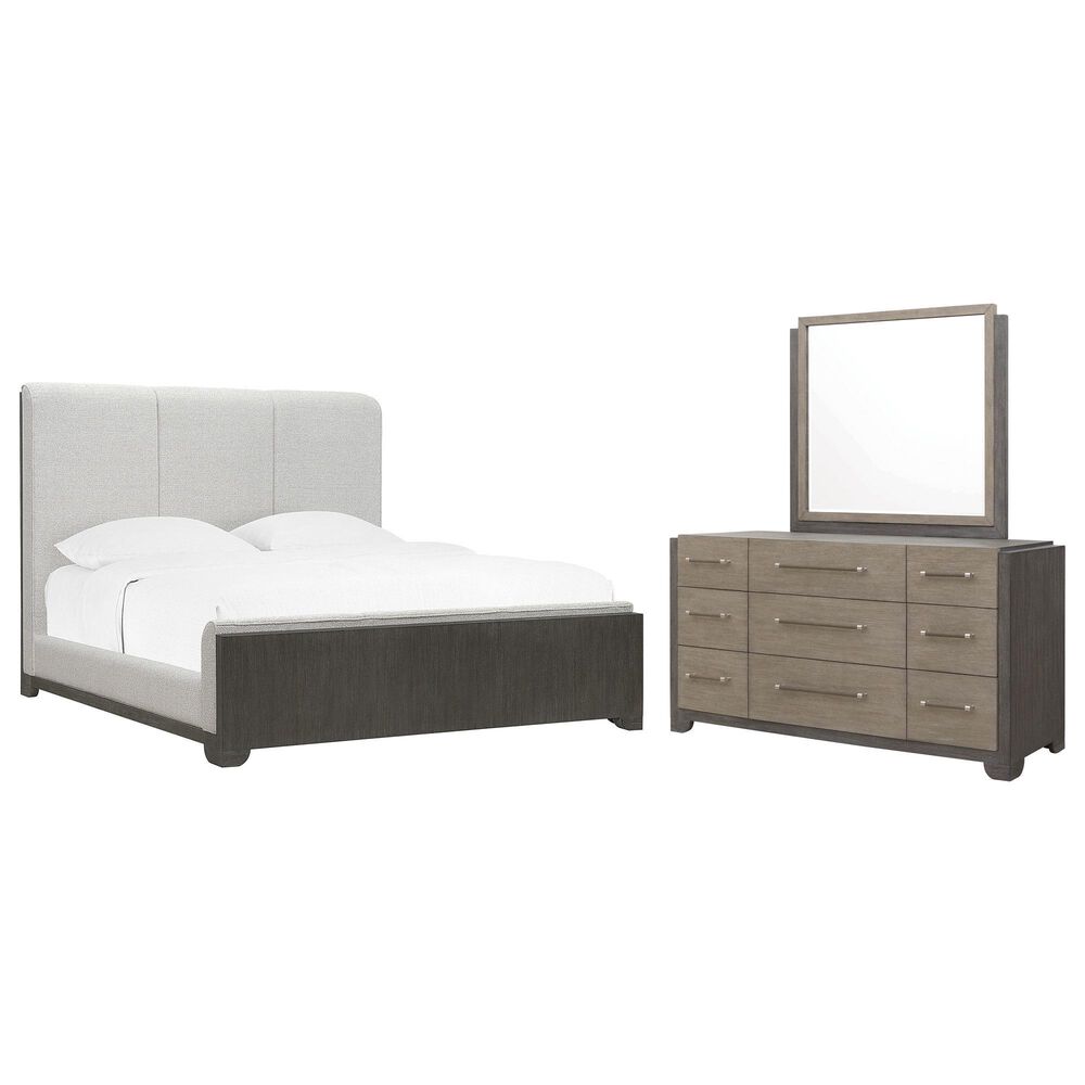 Nicolette Home Anderson Park Dark 3-Piece King Upholstered Bedroom Set in Moose Trail and Frontier Brown, , large