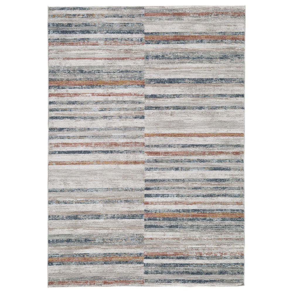 Ashley Kemart 5" x 7" Beige, Gray, Blue, Gold and Amber Area Rug, , large