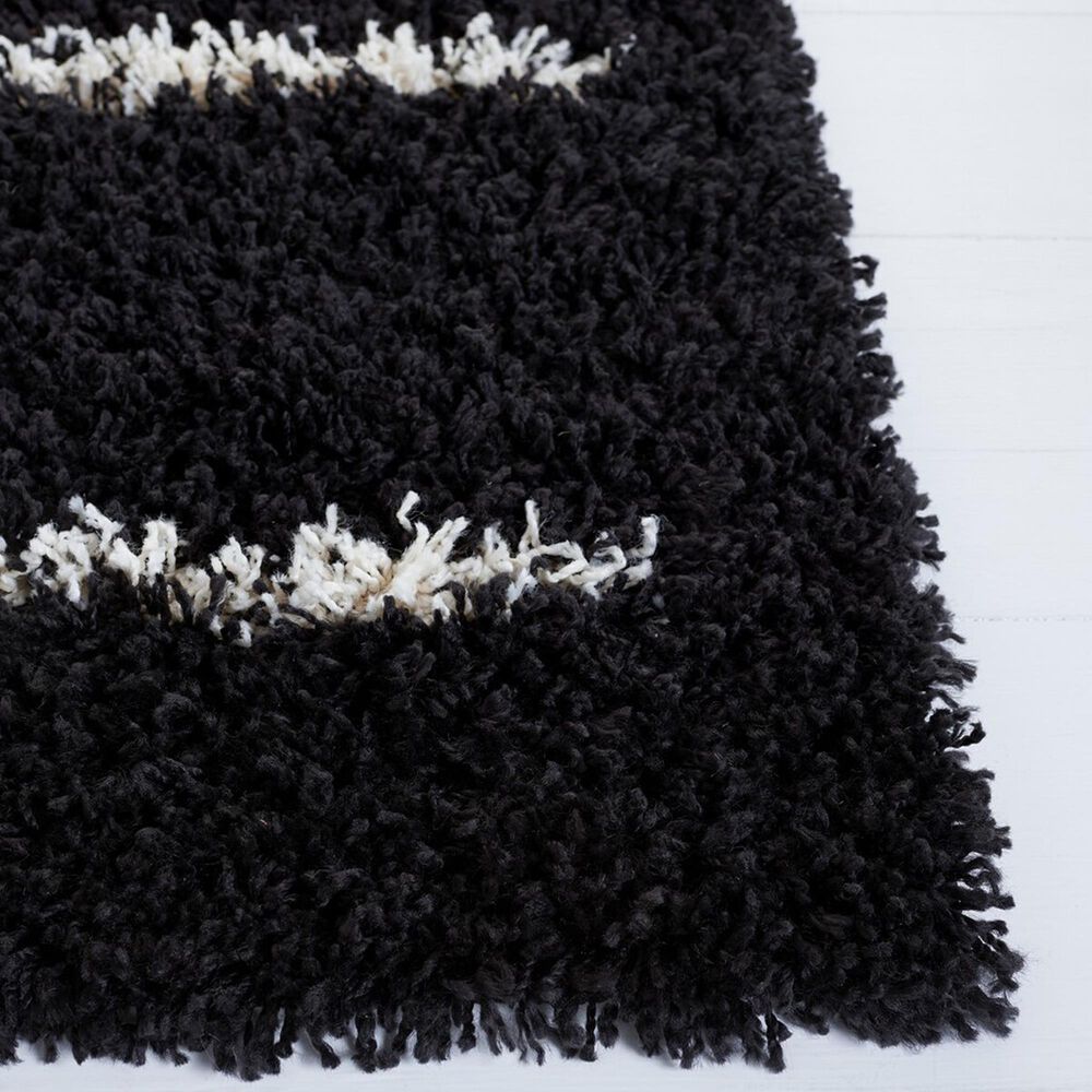 Safavieh Venus Shag VNS604Z 6&#39;7&quot; Square Black and Ivory Area Rug, , large