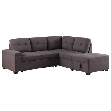 Hearth and Haven Katie 2-Piece Stationary Sleeper Sectional Sofa in Brown, , large