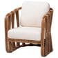 Baxton Studio Westham Arm Chair with Light Brown Rattan in White, , large