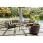 Ashley Horizon Hall Outdoor Loveseat with Green Cushion in Brown, , large