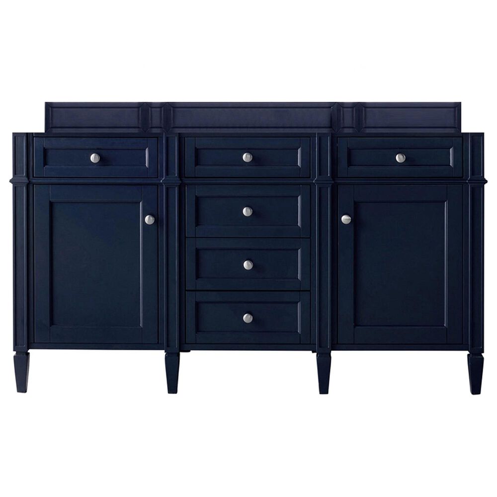 James Martin Vanities Brittany 60" Double Bathroom Vanity in Victory Blue with 3 cm Eternal Jasmine Pearl Silestone Top, Rectangular Sinks and FreePower Wireless Charger, , large