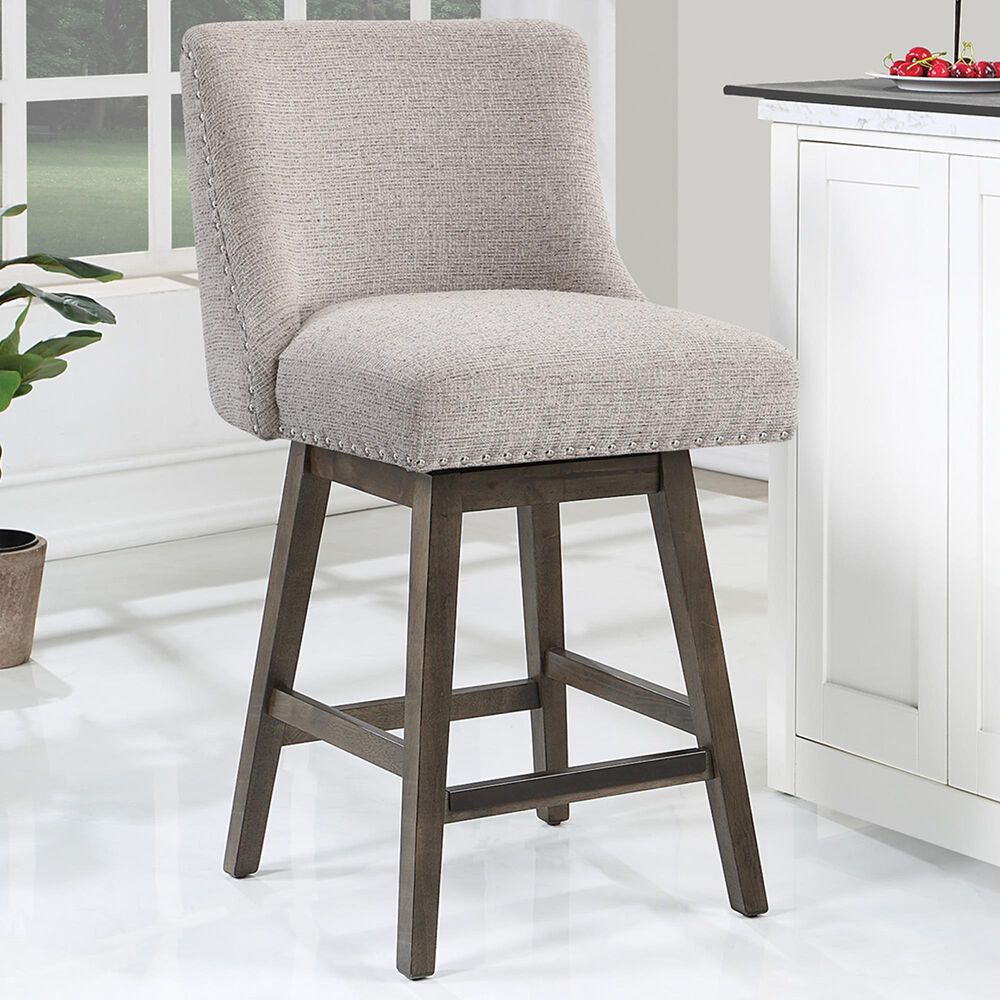 Valor Living Granville Swivel Counter Stool with Wheat Upholstered in Grey, , large