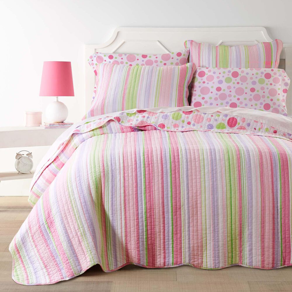 Levtex Merrill 3-Piece Full/Queen Quilt Set in Pink, Green and Purple, , large