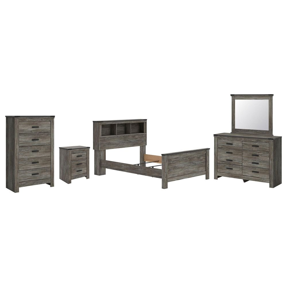 Ashley Frandern 5-Piece Full Bookcase Bedroom Set in Rustic Warm Gray, , large