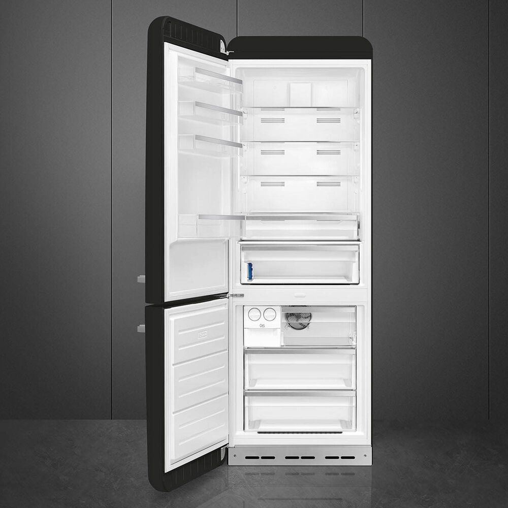 SMEG 18.01 Cu. Ft. Retro Bottom Freeze Refrigerator with Right Hinge in Black, , large