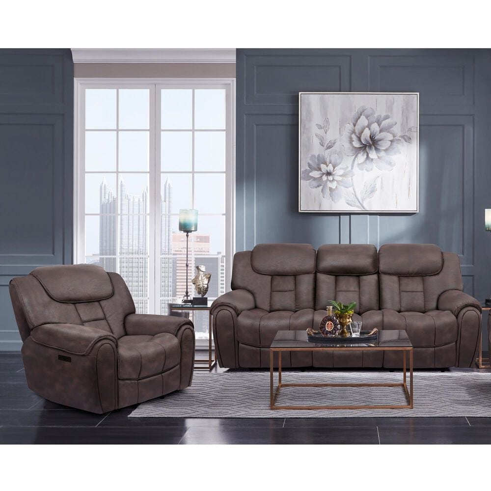 Oxford Furniture 2-Piece Power Reclining Living Room Set in Cowboy Dark Brown, , large