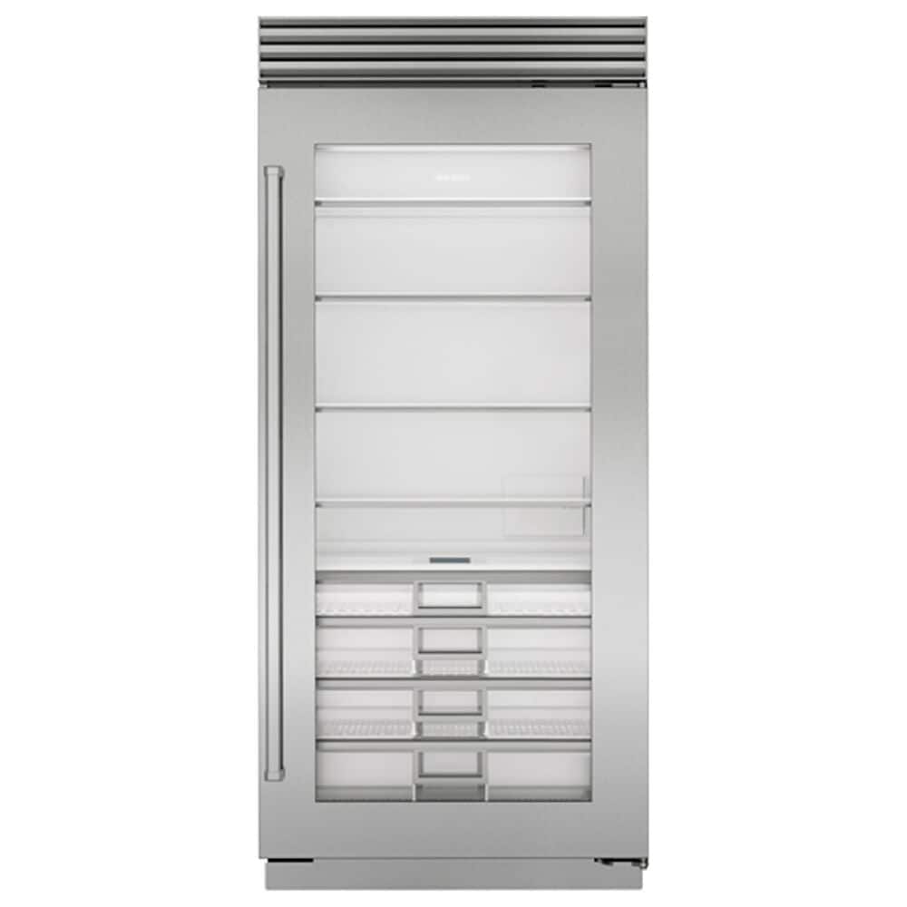Sub Zero 22.9 Cu. Ft. Built-In Refrigerator with Glass Door and Right Hinge in Stainless Steel, , large
