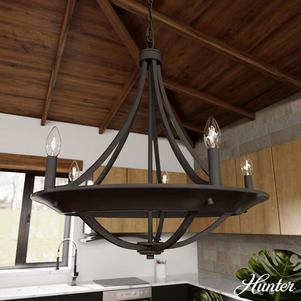 Hunter Perch Point 24&quot; 5-Light Chandelier in Noble Bronze, , large