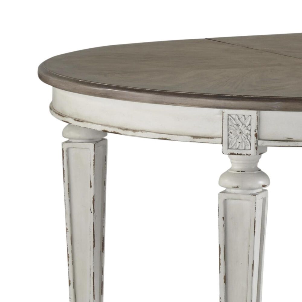 Signature Design by Ashley Realyn Round to Oval Dining Room Extension Table in Chipped White