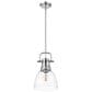Golden Lighting Duncan 1-Light Small Pendant with Rod and Clear Shade in Chrome, , large