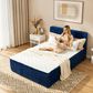 HOMLUX Plush Full Mattress with Blue Headboard, , large
