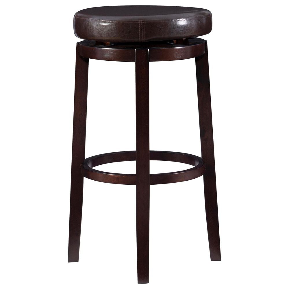 Linon Home Decor Maya Swivel Bar Stool with Brown Cushion in Rich Brown, , large
