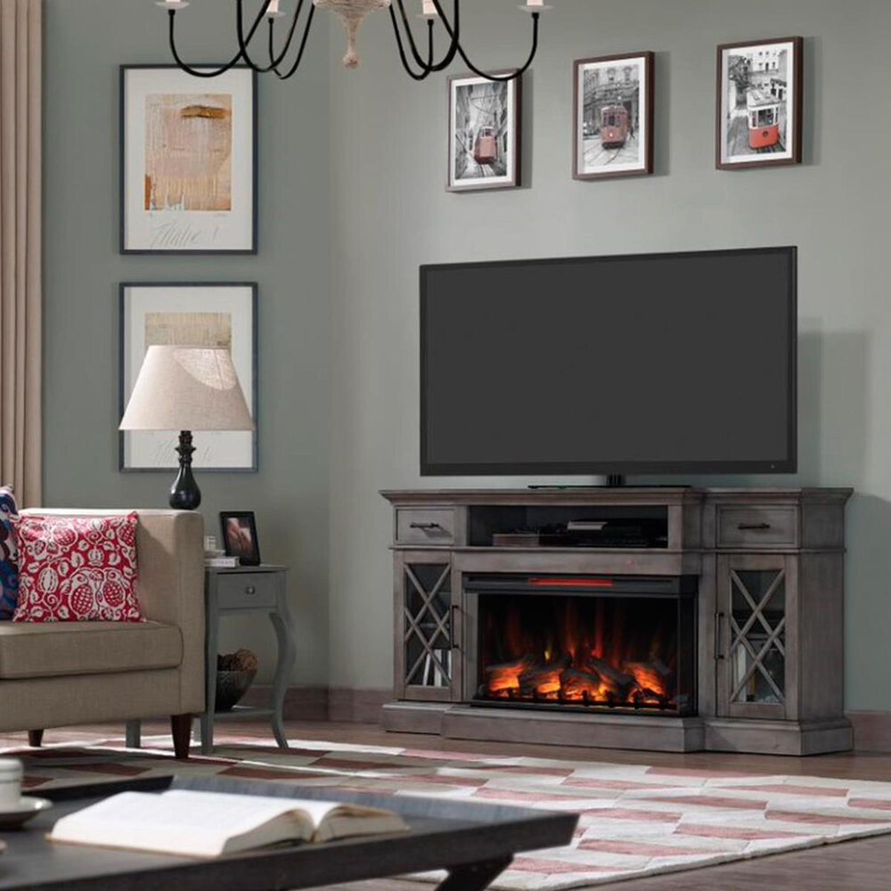 Fabio Flames Hamilton Panorama Media Mantel in Weathered Gray, , large