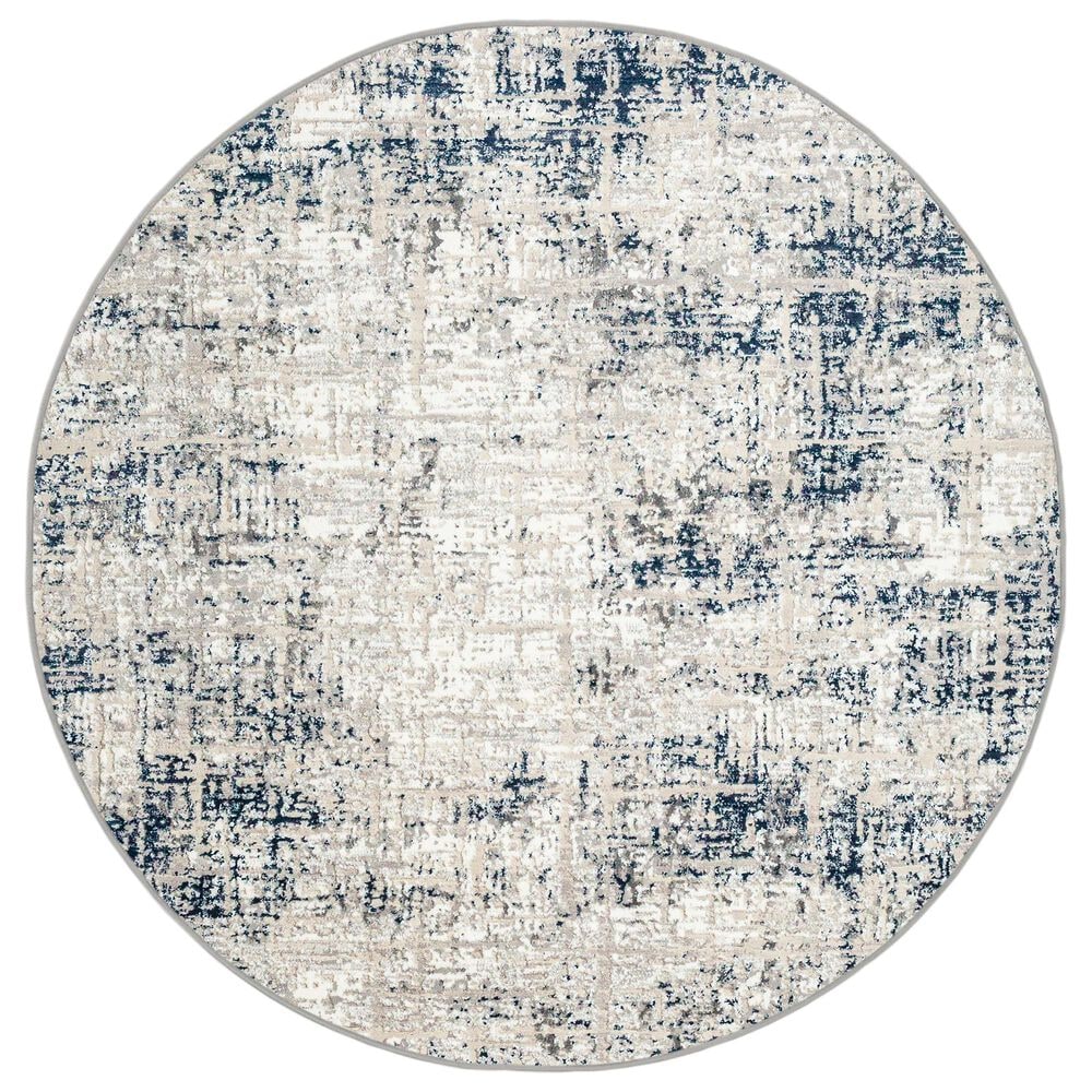 Radici USA Livigno Transitional 7"10" Round Blue Area Rug, , large