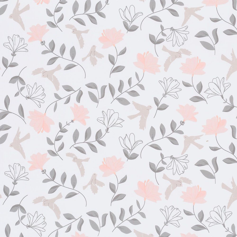 Lambs and Ivy Petals 3-Piece Crib Bedding Set in Mink Gray, Pink, Blush, Rose and White, , large