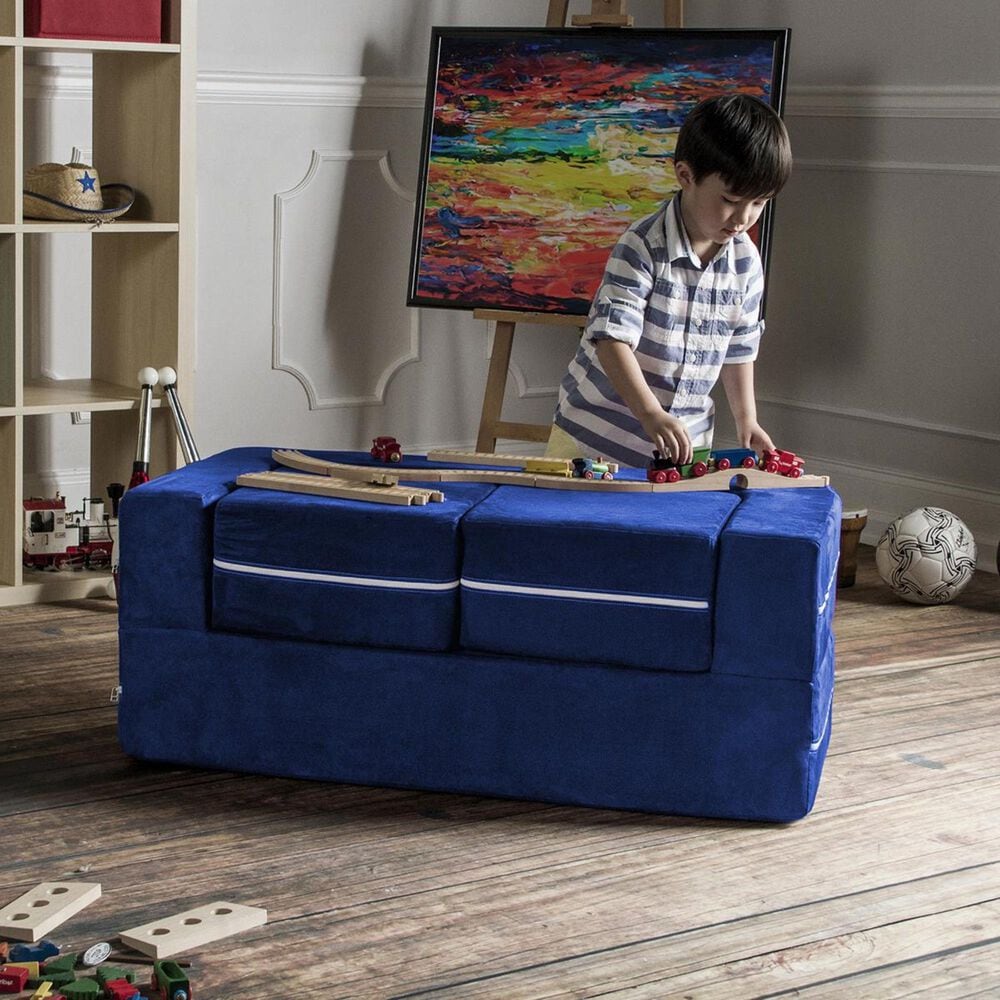 Jaxx Zipline Modular Kids Loveseat &amp; Ottomans in Blueberry, , large