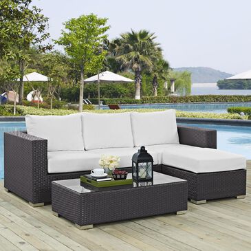 Firefly Convene 3-Piece Outdoor Patio Sofa Set in Espresso and White, , large