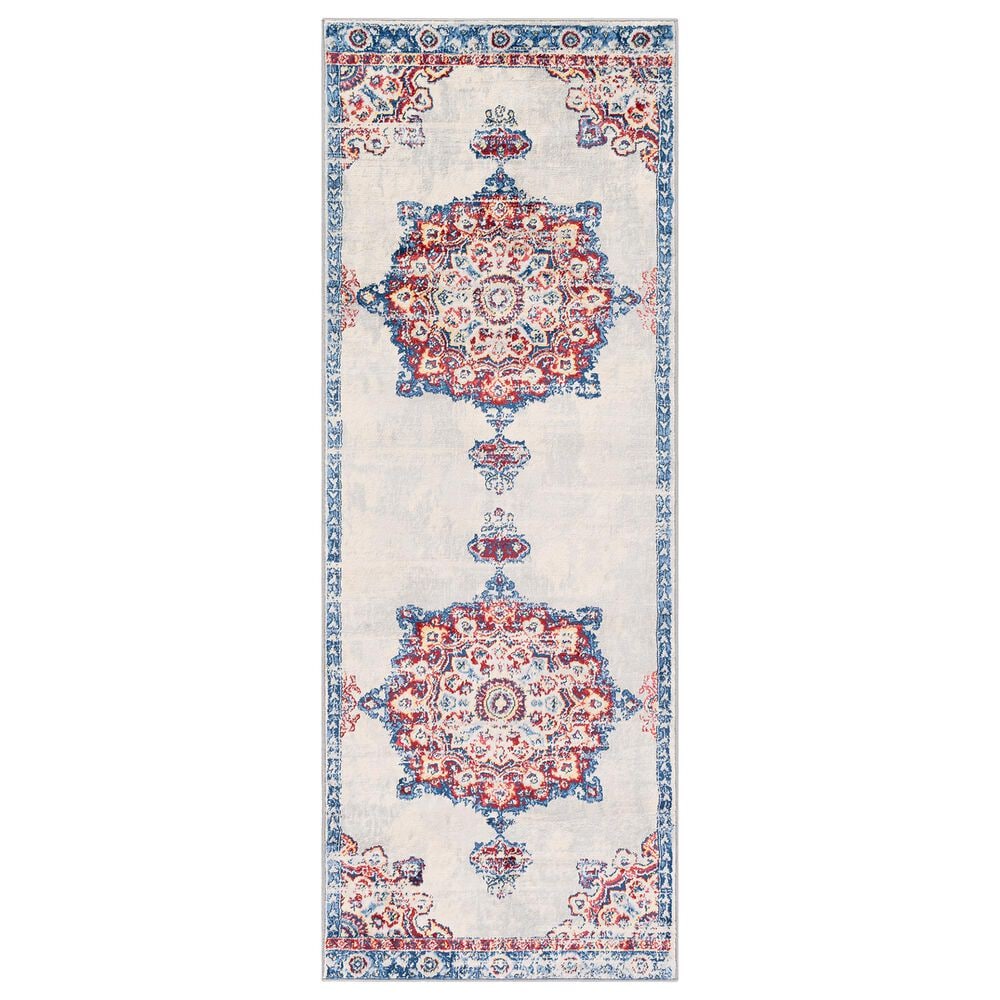 Surya Monaco MOC-2319 2'6" x 8' Denim, Dark Red and Cream Runner, , large