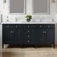James Martin Vanities Brittany 72" Double Bathroom Vanity in Black Onyx with Single Hole 3 cm White Zeus Quartz Top and Rectangular Sinks, , large