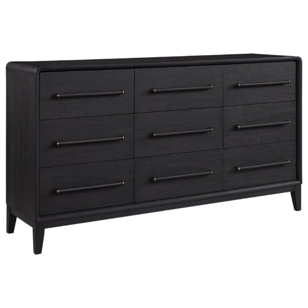 Sterling Timber Elure Queen Upholstered and Strap Panel Bed with Dresser and 2 Nightstands in Peppercorn, , large