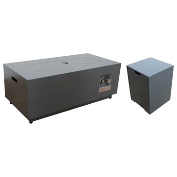 Noble House Patio Rectangle Firepit Table with Lid in Grey, , large