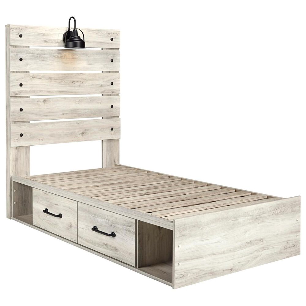Ashley Cambeck 4 Piece Twin Single Storage Bed Set in Whitewash, , large