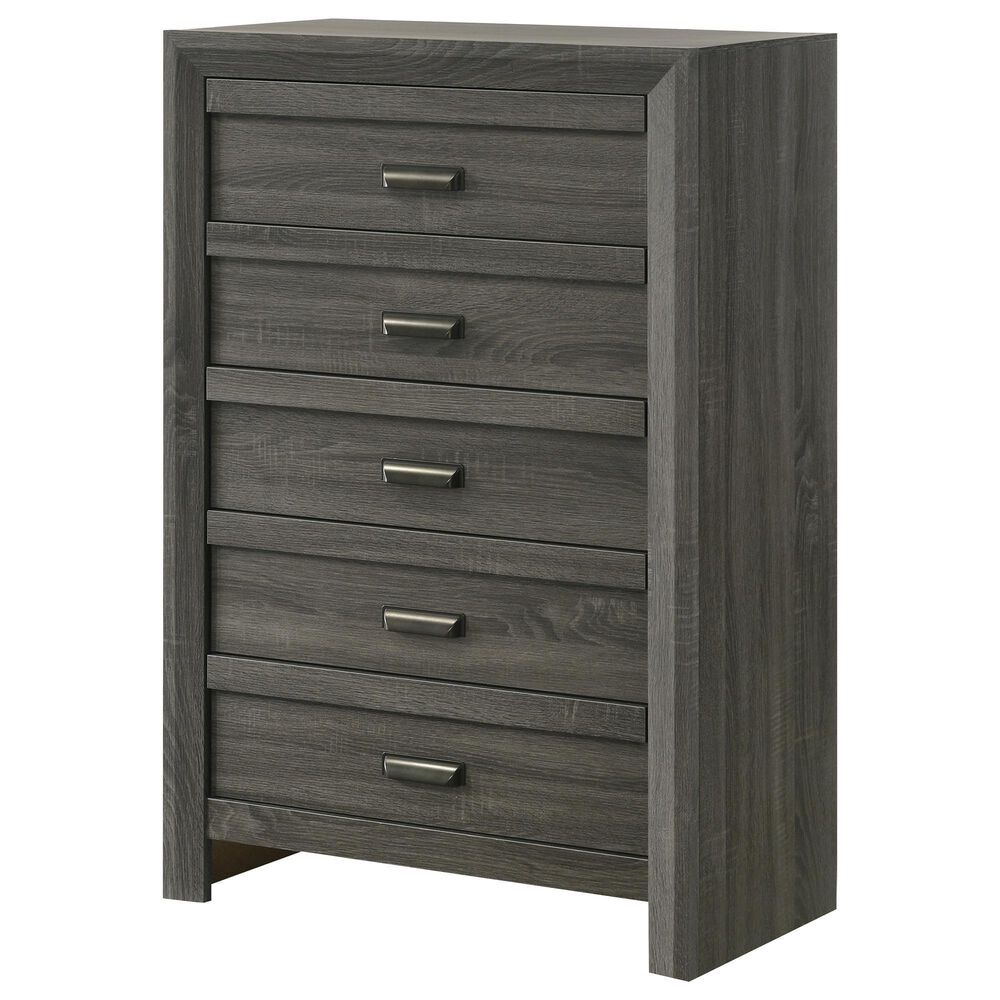 Crown Mark Valor 5-Piece Full Bedroom Set in Gray, , large