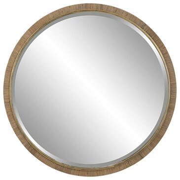Uttermost Paradise Round Vanity Mirror in Antiqued Gold Leaf and Brown, , large