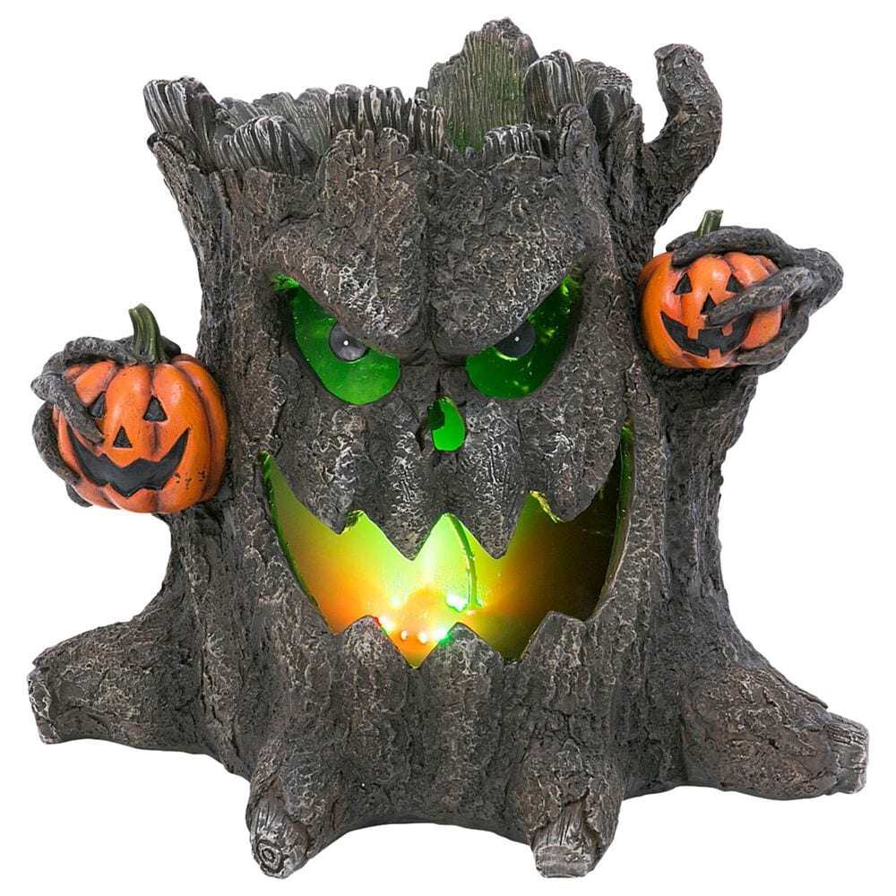 The Gerson Company 12.4" Smoking Haunted Tree Stump in Multicolor, , large