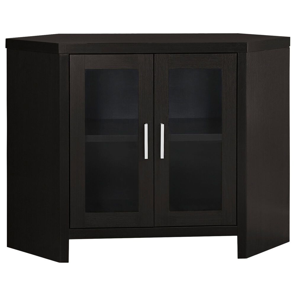 Monarch Specialties 42" Corner TV Stand in Cappuccino, , large