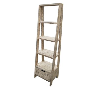 Santa Fe Rustic Open Stair Bookcase in Grey, , large