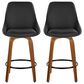 LumiSource Diana 26" Swivel Counter Stool with Black Faux Leather Upholstery in Walnut and Black (Set of 2), , large