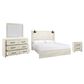 Ashley Cambeck 4 Piece King Bed Set in Whitewash with Lighting, , large