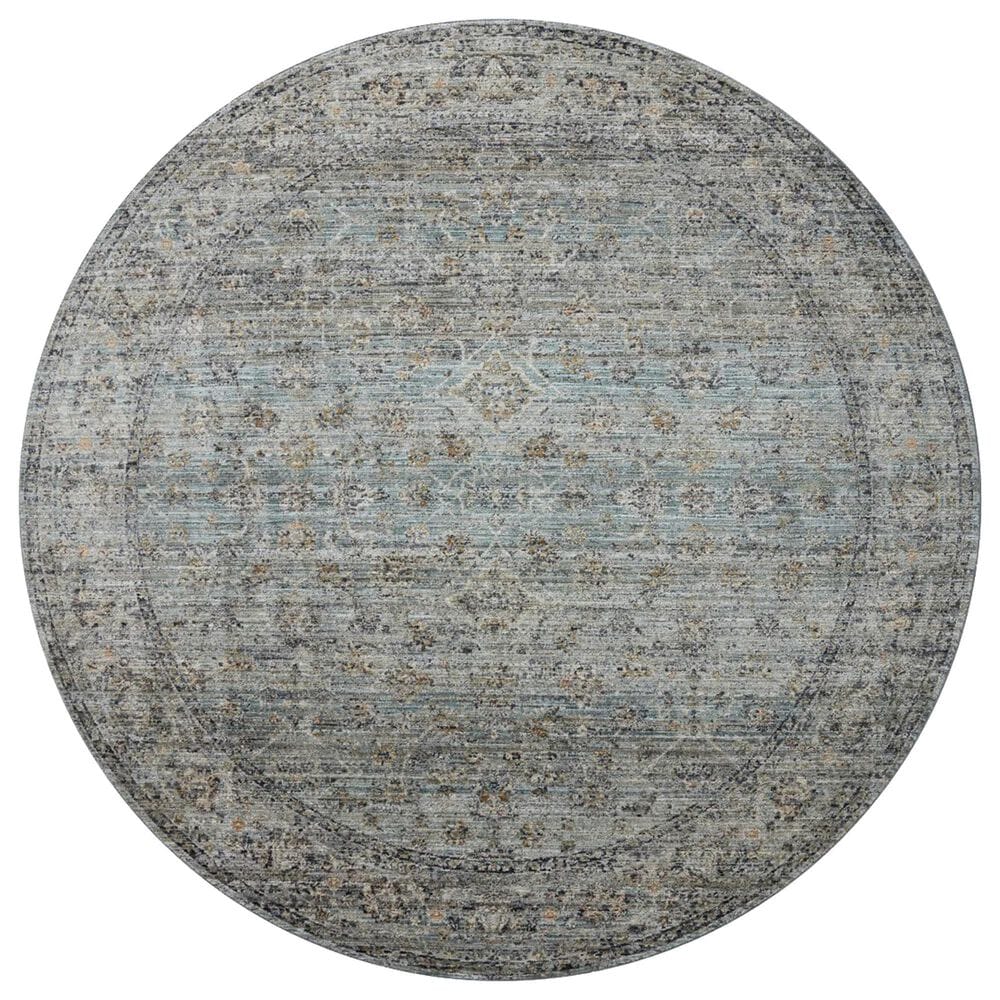 Loloi Katherine 5"3" Round Ocean and Gold Area Rug, , large