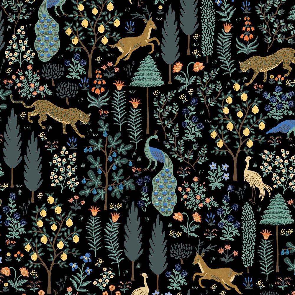 Rifle Paper Co Crafted by Cloth and Company Mayfair Queen Headboard in Menagerie Black, , large