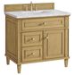 James Martin Vanities Lorelai 36" Single Vanity in Light Natural Oak with 3 cm Carrara White Marble Top, , large
