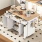 HOMLUX 56" Kitchen Island with Drop Leaf in White, , large