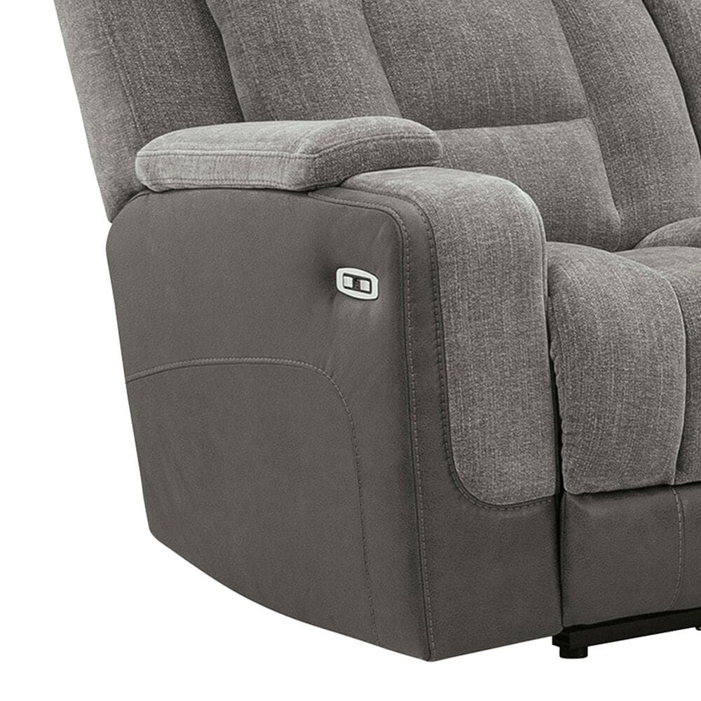 Ashley Mixed Motion Power Reclining Sofa in Shadow, , large