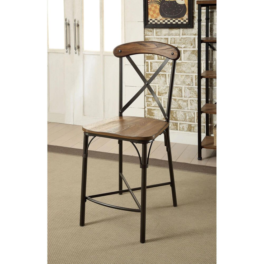 Furniture of America Alford Side Chair in Natural Elm and Bronze &#40;Set of 2&#41;, , large