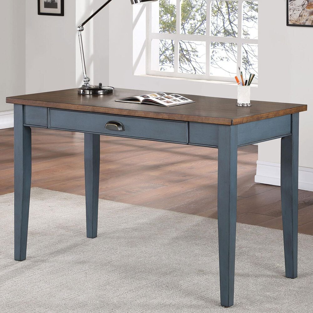 Wycliff Bay Fairmont Writing Table in Dusty Blue and Natural, , large