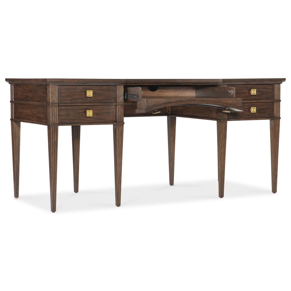 Hooker Furniture Diplomat Writing Desk in Dark Figured Walnut, , large
