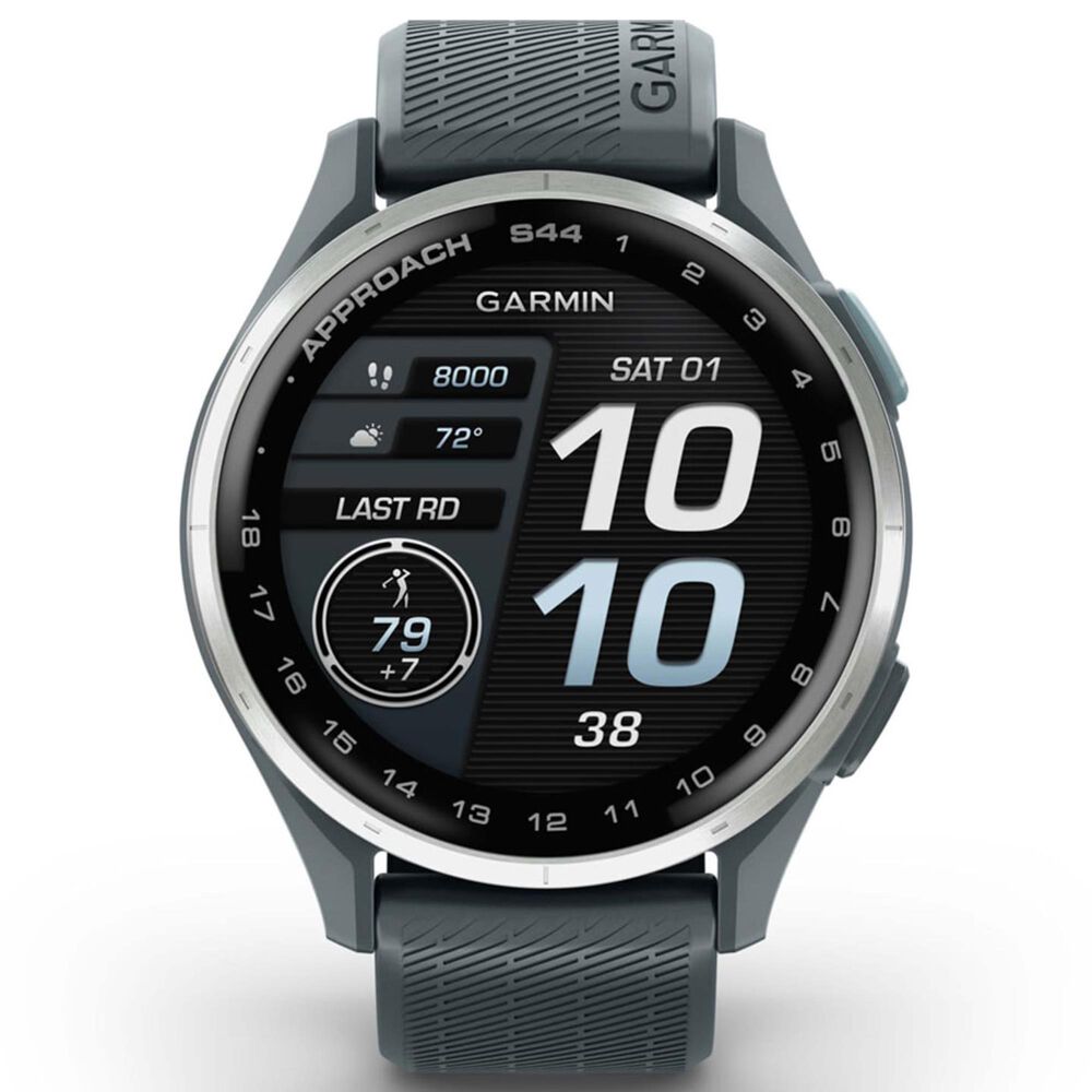 Garmin Approach S44 43mm Golf Smartwatch Silver Aluminum Bezel Case with Twilight Silicone Band, , large