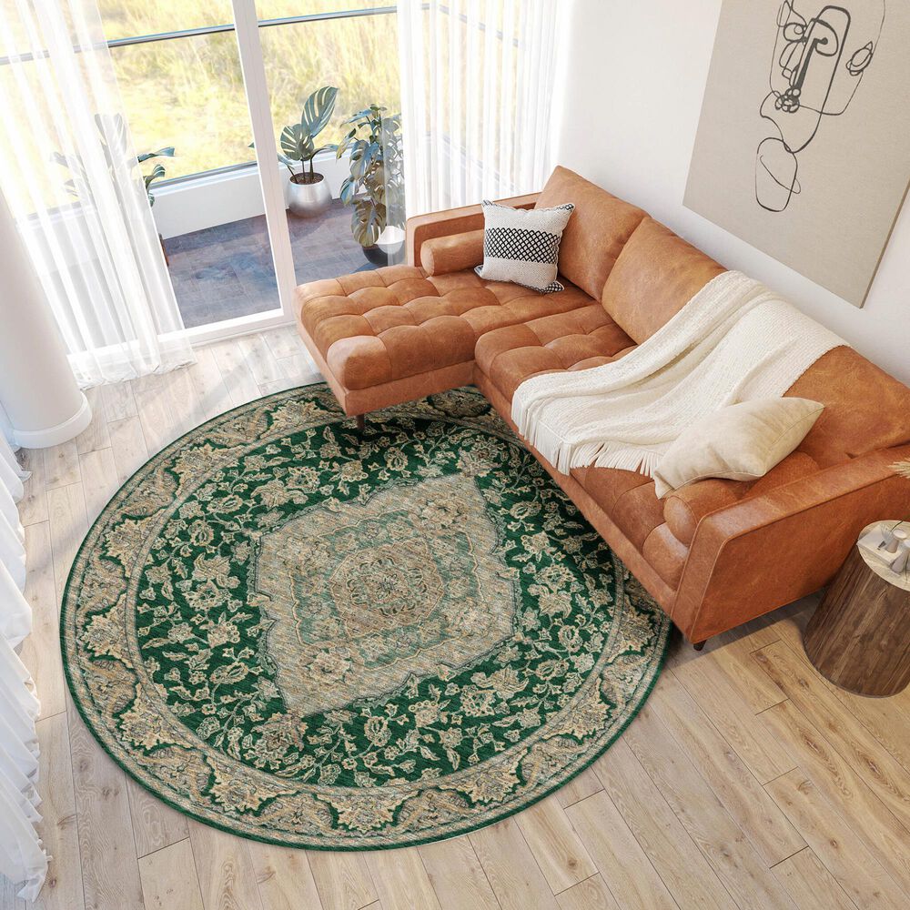 Dalyn Rug Company Hatay 8&#39; Round Emerald Area Rug, , large